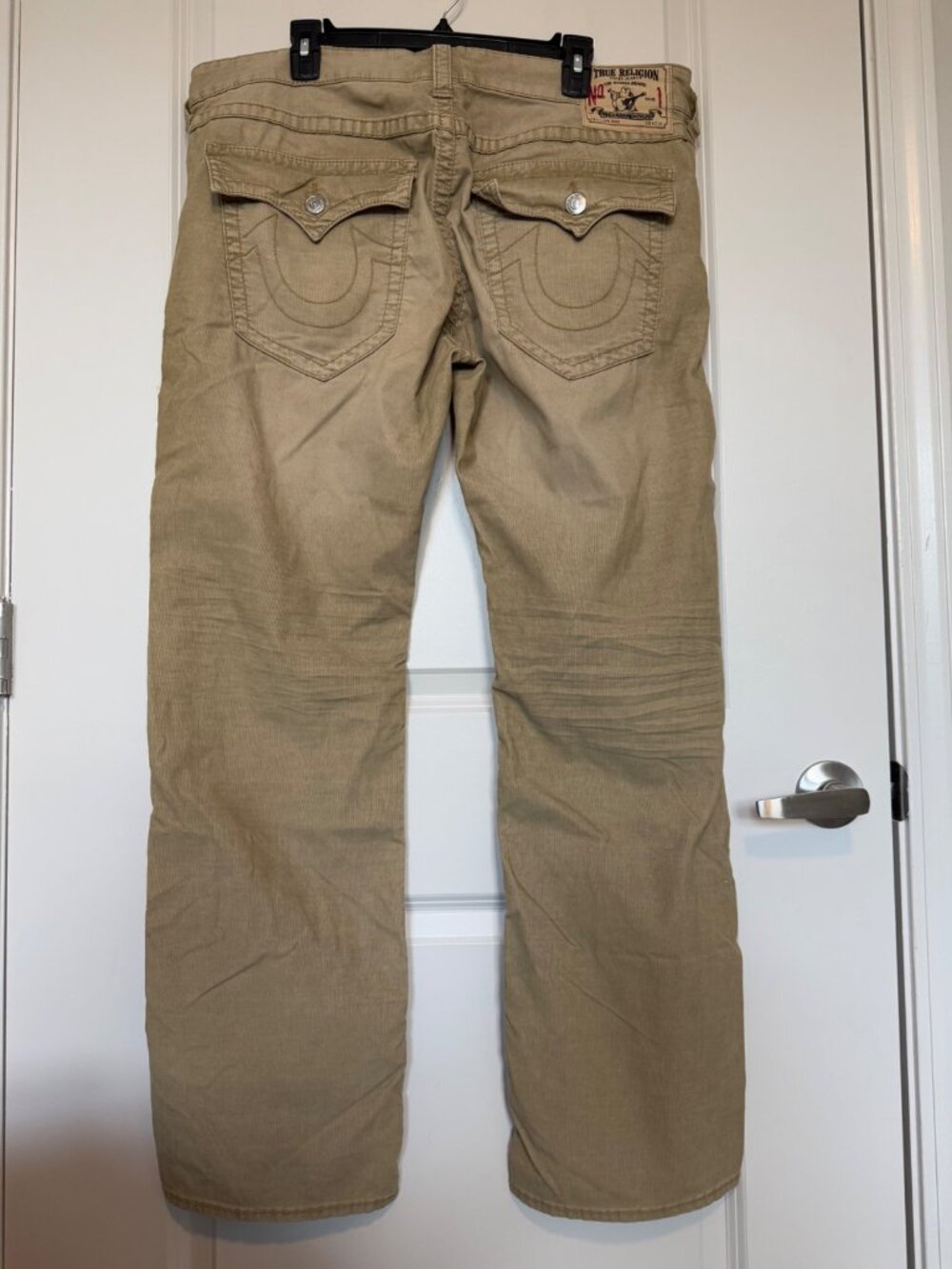 True Religion Ricky Jeans Tan Corduroy Mens Pants Size 38 Straight Lowrise Y2K